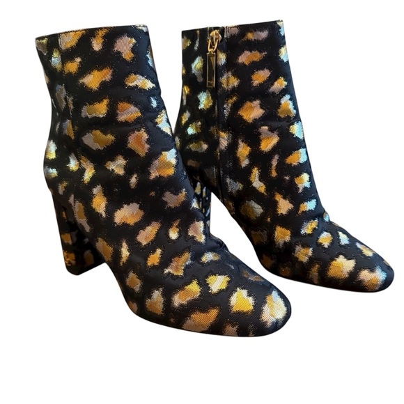 Saint Laurent Loulou Jacquard Leopard Metallic Accent Ankle...